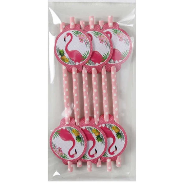 Pipet Flamingo Karton Pipetli 6'lı ürün görseli 1