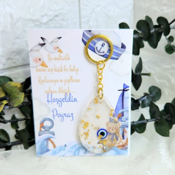 Epoksi Anahtarlık Kağıt Üzeri Yenidoğan Erkek Bebek Hediyelik Denizci Baskılı(25 Adet) ürün görseli 1