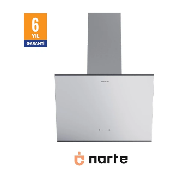 Narte -H20060W 60 cm Beyaz Cam Inox Çıtalı Eğimli Davlumbaz - 6 Yıl Garantili ürün görseli 1