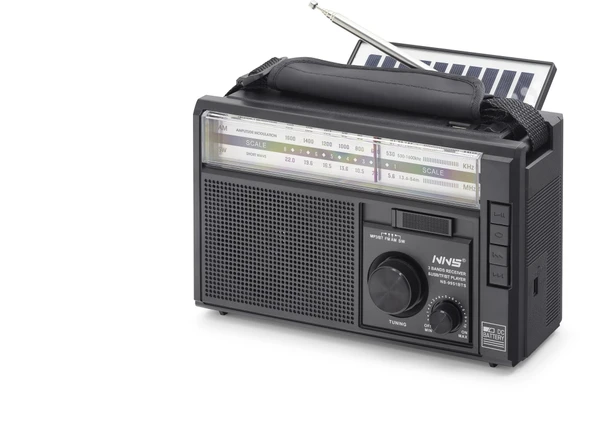 Bluetooth Solar Panelli Fm Radyo Usb Tf Nostaljik Hoparlör - Siyah NS9951BTS ürün görseli 1