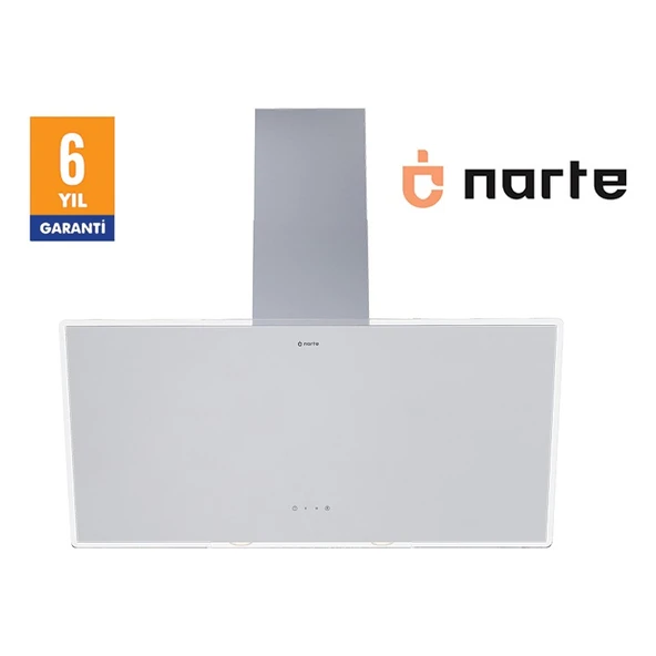 NARTE-H20190W 90CM Beyaz Cam Eğimli Davlumbaz - 6 Yıl Garantili ürün görseli 1