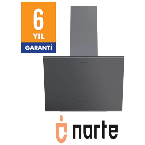 Narte -H20060S 60 cm Gri Cam Inox Çıtalı Eğimli Davlumbaz - 6 Yıl Garantili ürün görseli 1