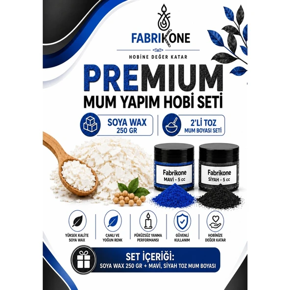 Premium Mum Yapım Hobi Seti - Soya Wax 250 gr - 2'li Toz Mum Boyası Seti - Mavi, Siyah BKFABSW2502MS ürün görseli 1