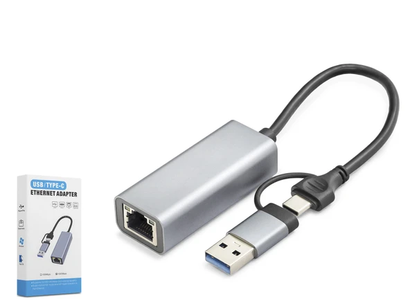 Usb 3.0 & Type-C Ethernet Adaptör Gigabit - Gri HDX7863 ürün görseli 1