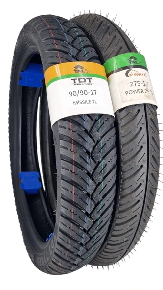 TDT TYRES 90/90-17 ve 275-17 (TUBELESS - DUBLEKS) Missile/Power Lastik Takımı ürün görseli 1