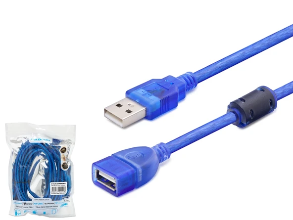 Usb Uzatma Kablosu 5 M - Şeffaf Mavi̇ HDX7536 ürün görseli 1