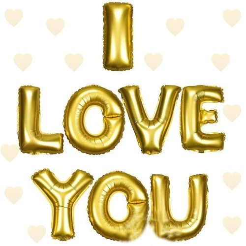 I Love You Folyo Balon Altın Renk 35 CM ürün görseli 1