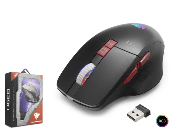G390 Kablosuz Şarjlı Gaming Mouse 1600 Dpi Sessiz Rgb - Siyah ürün görseli 1