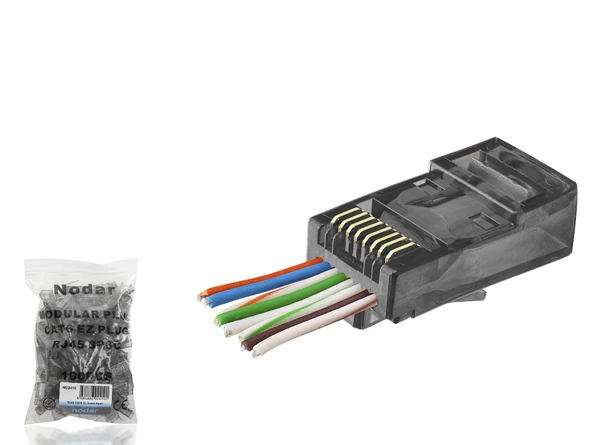 Cat6 Ez Rj45 Konnektör - 100 Adet Siyah / Ekonomik Poşet Paket ND2410 ürün görseli 1