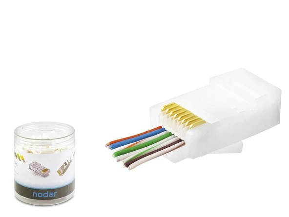 Cat6 Ez Rj45 Konnektör - 100 Adet Beyaz / Özel Plastik Kutulu ND2406 ürün görseli 1