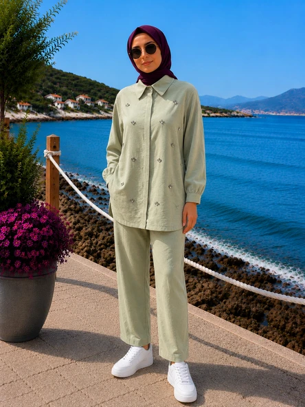 Nuss 1064 PANTOLONLU Takım - AÇİK YEŞİL ürün görseli 1