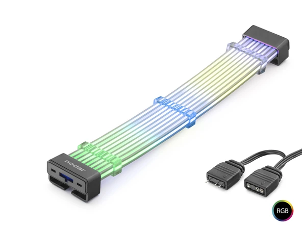 2X8 Pin Argb Pcie Gpu Güç Uzatma Kablosu Bükülebilir 2 Mm 108 Led Siyah ND2813B ürün görseli 1