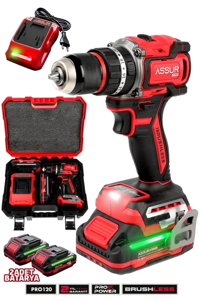 21V Pro Seri Kömürsüz Çift Akülü Metal Şanzıman Led Işıklı Taşıma Çantalı Şarjlı Darbeli Matkap ürün görseli 1
