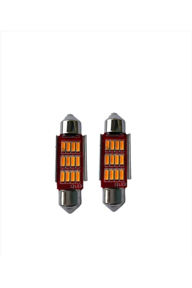Canbus Turuncu Sofit Led Ampul Araç Içi Aydınlatma Ve Plaka Aydınlatma 39mm Turuncu Sofit ürün görseli 1