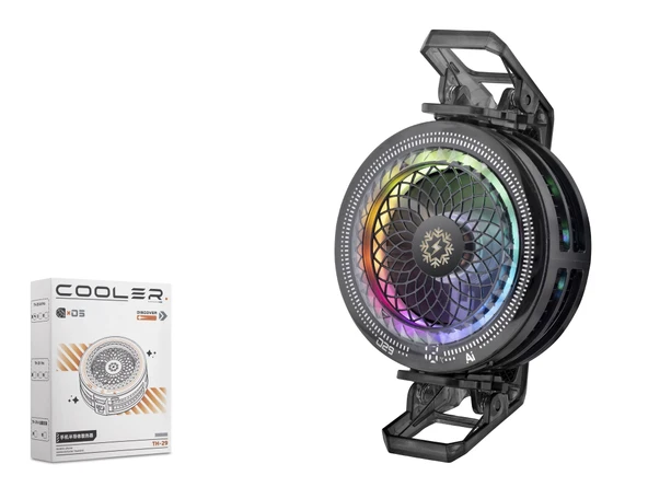 Klipsli Telefon Soğutucu Fan Rgb Isı Göstergeli Siyah TH29 ürün görseli 1