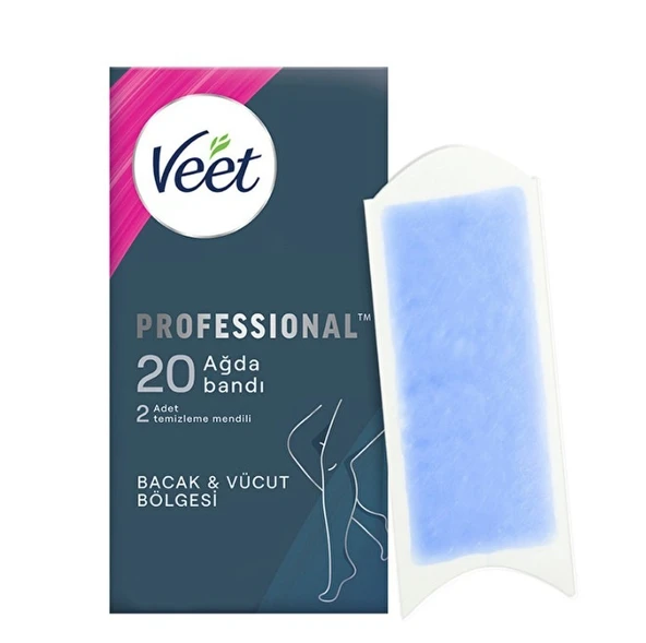 Veet Professyonel Bacak ve Vücut Bölgesi Hassas Ciltler Sir Ağda Bandı 20'li ürün görseli 1