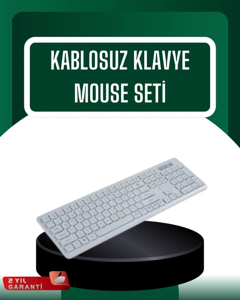 Usb Alıcılı Kablosuz Klavye Mouse - Geniş Uyumluluk, Sessiz Tuşlar ürün görseli 1