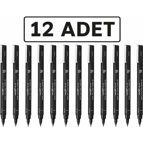 Pin Brush Fırça Uçlu Kalem BR-200 Black 12 Li Paket ürün görseli 1
