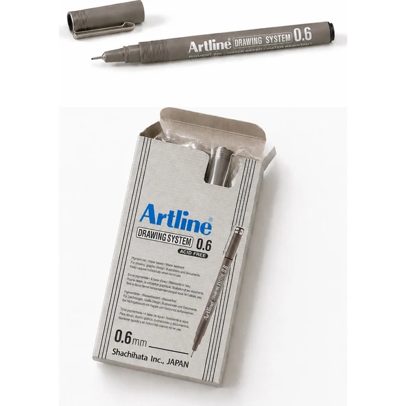 Artlıne 0.6 mm Siyah Çizim Kalemi Drawing System 236 Suya Dayanıklı Siyah Renk 12'li Paket ürün görseli 1