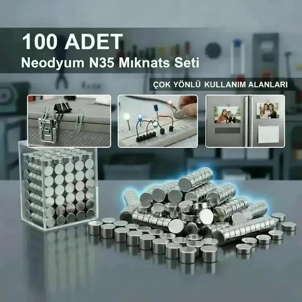 100 lü 8x3mm Yuvarlak Neodyum Mıknatıs ürün görseli 1