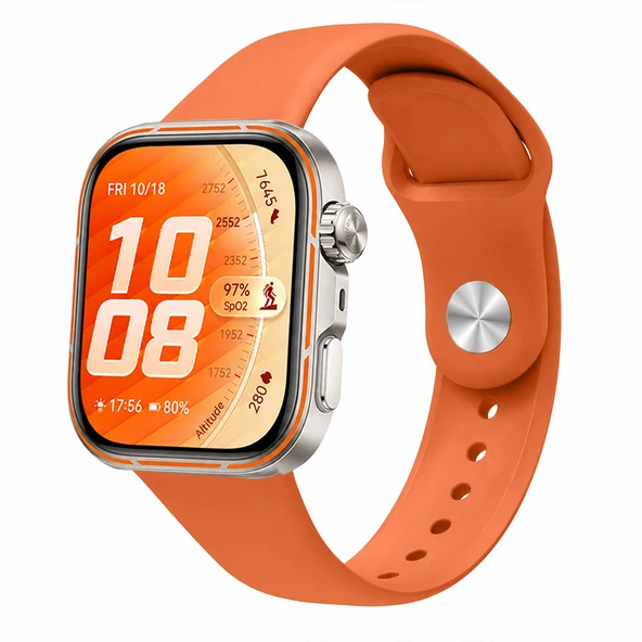 Huawei Watch Fit 5 Pro İle Uyumlu PureLux Tam Uyumlu Yumuşak Soft Silikon Kordon  Turuncu ürün görseli 1