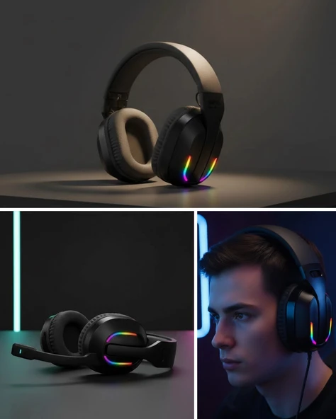 Rgb Aydınlatmalı Kablosuz Oyuncu Kulaklığı Konsol Ve Pc Uyumlu ürün görseli 1