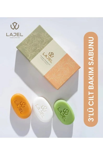 Lajel 3’lü Cilt Bakım Sabunu | Kolajen Kojik Asitli C Vitaminli Zeytinyağlı Doğal Sabun Seti ürün görseli 1