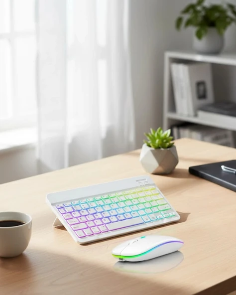 Aydınlatmalı Kablosuz Klavye Mouse Seti Bluetooth Bağlantılı Çoklu Cihaz Uyumlu ürün görseli 1