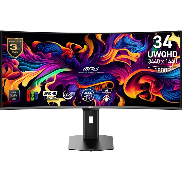 Msı 34 Mpg 341CQR Qd-Oled X36 3440X1440 (Uwqhd) 21:9 Curve 1800R Qd-Oled 360HZ 0.03MS Adaptıve-Sync Gamıng Monıtor ürün görseli 1