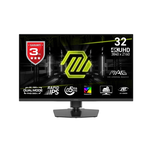 MSI 31.5 MAG 322URDF E16 3840x2160 (UHD) 16:09 FLAT RAPID IPS 160HZ 0.5MS (Min) FREESYNC PREMIUM GAMING MONITOR ürün görseli 1