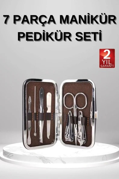 7 Parça Manikür Pedikür Seti El Ayak Bakımı Çantalı Paslanmaz Çelik ürün görseli 1