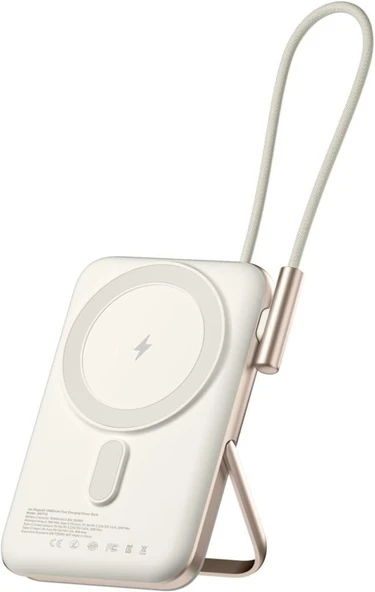 Juo Magsafe Powerbank 10000mAh Standlı 20W Dahili Type-C Kablolu Taşınabilir Hızlı Şarj Cihazı Beyaz Teşhir ürün görseli 1