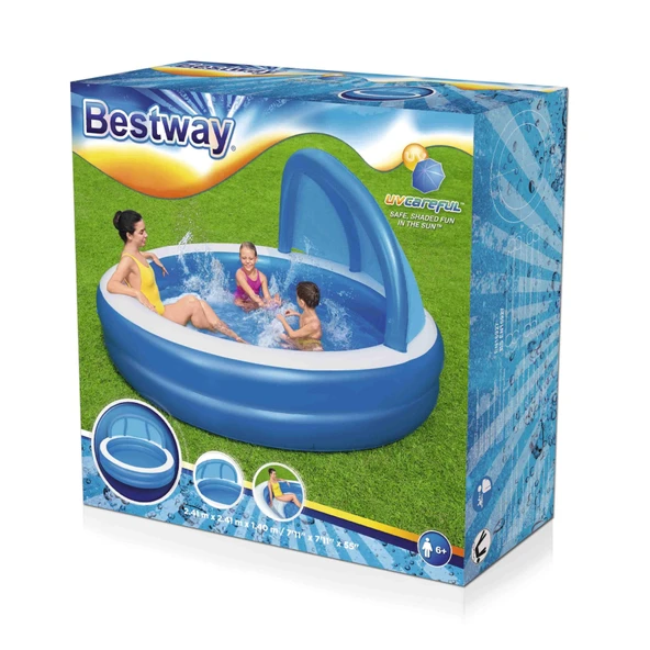 Bestway 54337 UV Careful Gölgelikli Şişme Havuz 2.41m x 2.41m x 1.40m ürün görseli 1
