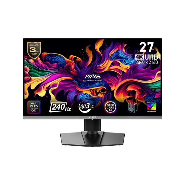 Msı 26.5" Mag 272UP Qd-Oled X24 3840X2160 (Uhd) 16:9 Flat Qd-Oled 240HZ 0.03MS Adaptıve-Sync Pıvot Gamıng Monıtor ürün görseli 1