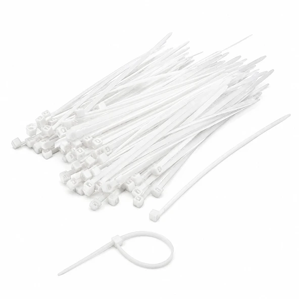 Kablo Bağı Plastik Cırt Kelepçe 2.5x140 mm Beyaz 100 Adet Dayanıklı Çok Amaçlı Kablo Düzenleme Seti ürün görseli 1