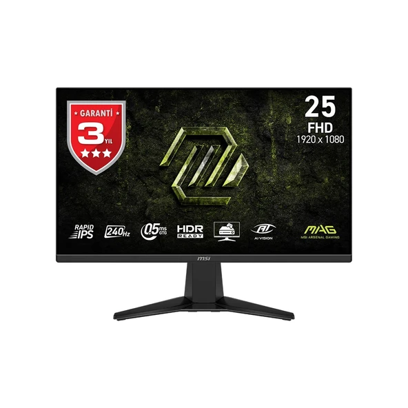 24.5" MAG 255F X24 1920x1080 (FHD) 16:9 FLAT RAPID IPS 240HZ 0.5MS (GtG Min.) ADAPTIVE-SYNC GAMING MONITOR ürün görseli 1