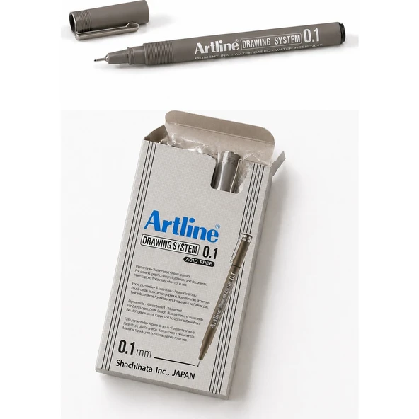 Artlıne 0.1 mm Siyah Çizim Kalemi Drawing System 235 Suya Dayanıklı Siyah Renk 12'li Paket ürün görseli 1