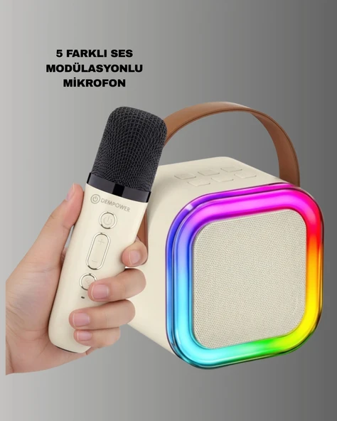 Taşınabilir Karaoke Mikrofon Seti Bluetooth Hoparlörlü - Resim 4