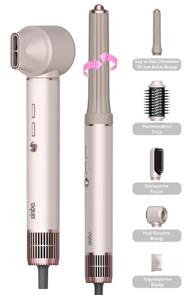 Sinbo Pro Compact Uzun Multi-styler Hava Üfleme Şekillendirici Full Seti 5in1 Saç Şekillendirici Shd-1729 ürün görseli 1