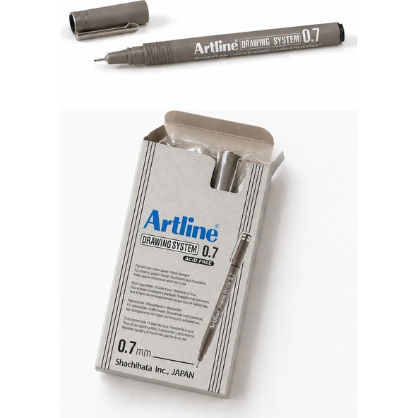 Artlıne 0.7 mm Siyah Çizim Kalemi Drawing System 237 Suya Dayanıklı Siyah Renk 12'li Paket ürün görseli 1