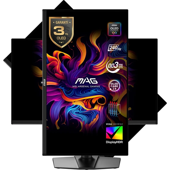 26.5" MAG 271QP QD-OLED X24 2560 x 1440 (WQHD) 16:9 FLAT QD-OLED 240HZ 0.03MS (GTG) ADAPTIVE-SYNC PIVOT GAMING MONITOR ürün görseli 1