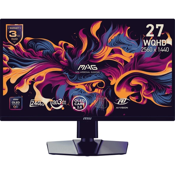26.5" MAG 272QP QD-OLED X24 2560x1440 (WQHD) 16:9 FLAT QD-OLED 240HZ 0.03MS (GtG) FREESYNC PREMIUM PIVOT GAMING MONITOR ürün görseli 1
