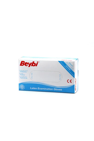 Beybi Lateks Pudralı Medium Beden Muayene Eldiven 100lü Paket ürün görseli 1