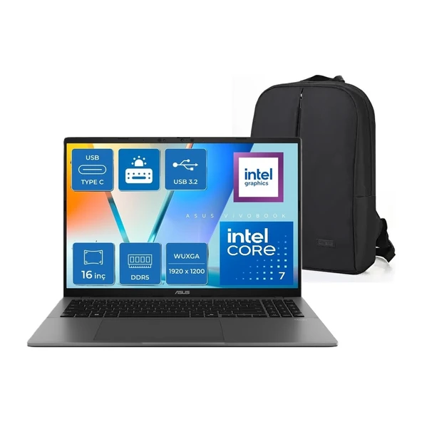 vivobook S16 S3607VA-RP176W Intel Core 7 240H 32GB 512GB SSD Windows 11 Home 16" 144Hz Wuxga Snertech Çanta ürün görseli 1