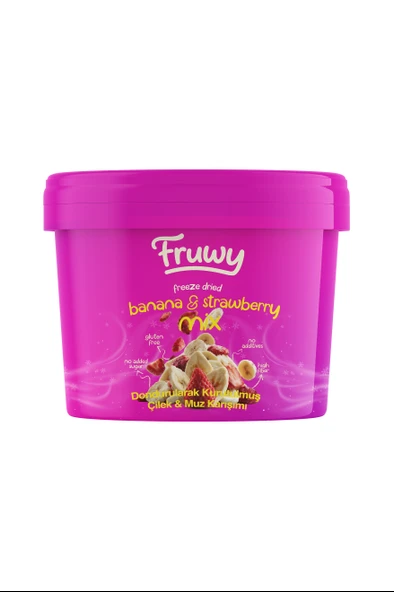 Freeze Dried Muz Çilek Mix Kova (Dondurularak Kurutulmuş Muz Çilek Mix) ürün görseli 1