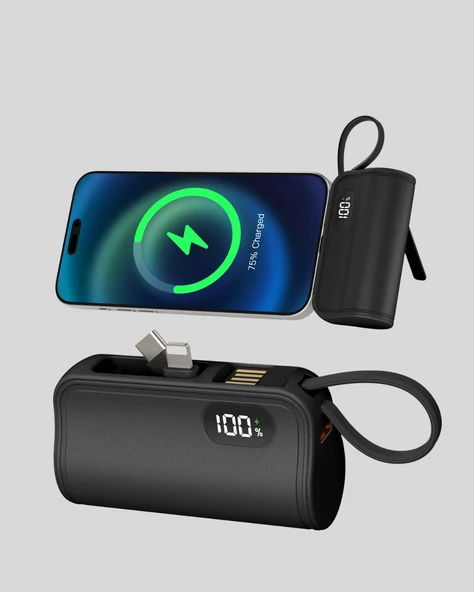 Dahili Type-c Konektörlü Mini 2000mah Powerbank - Resim 2