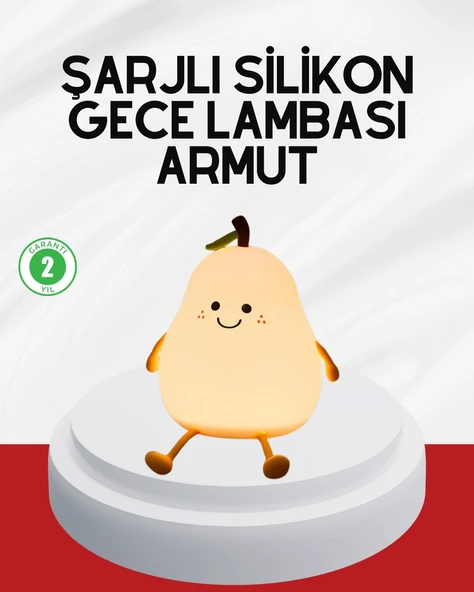 Usb Şarjlı Armut Gece Lambası Dokunmatik Renk Değişimli ürün görseli 1