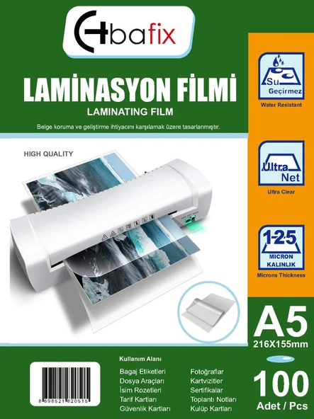 Bafix Laminasyon Filmi A5 125 MIC 216x155 ürün görseli 1