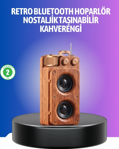Vintage Tasarımlı Bluetooth Hoparlör Uzun Pil Ömürlü Ve Fm Destekli ürün görseli 1