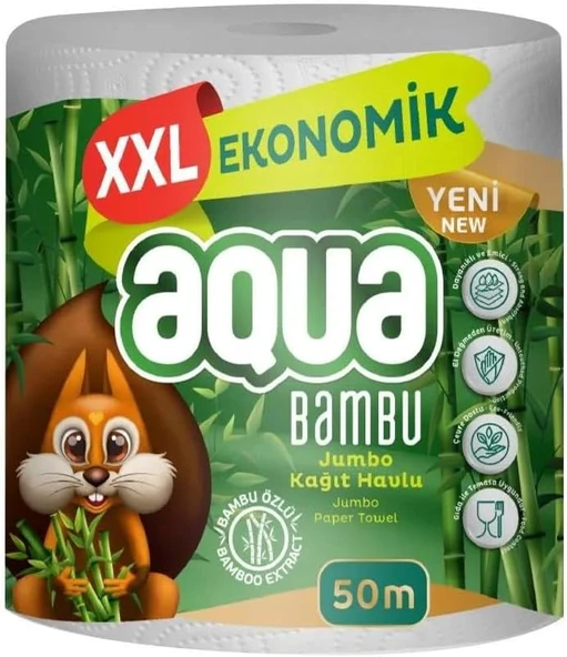Aqua Bambu XXL Jumbo Kağıt Havlu 50 M 2 Katlı ürün görseli 1